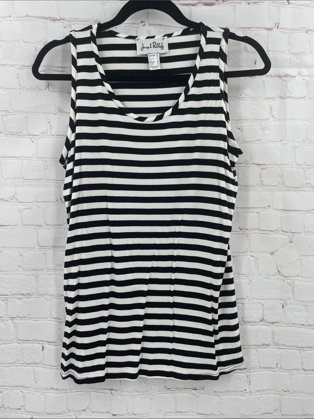Joseph Ribkoff Black and White Striped Tank Size 10 Stretchy Soft Casual